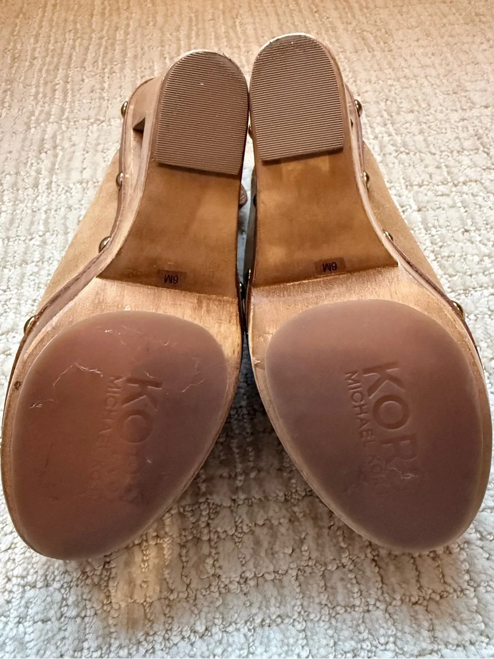 Kors by Michael Kors Tan Suede Platform Slingback Clogs